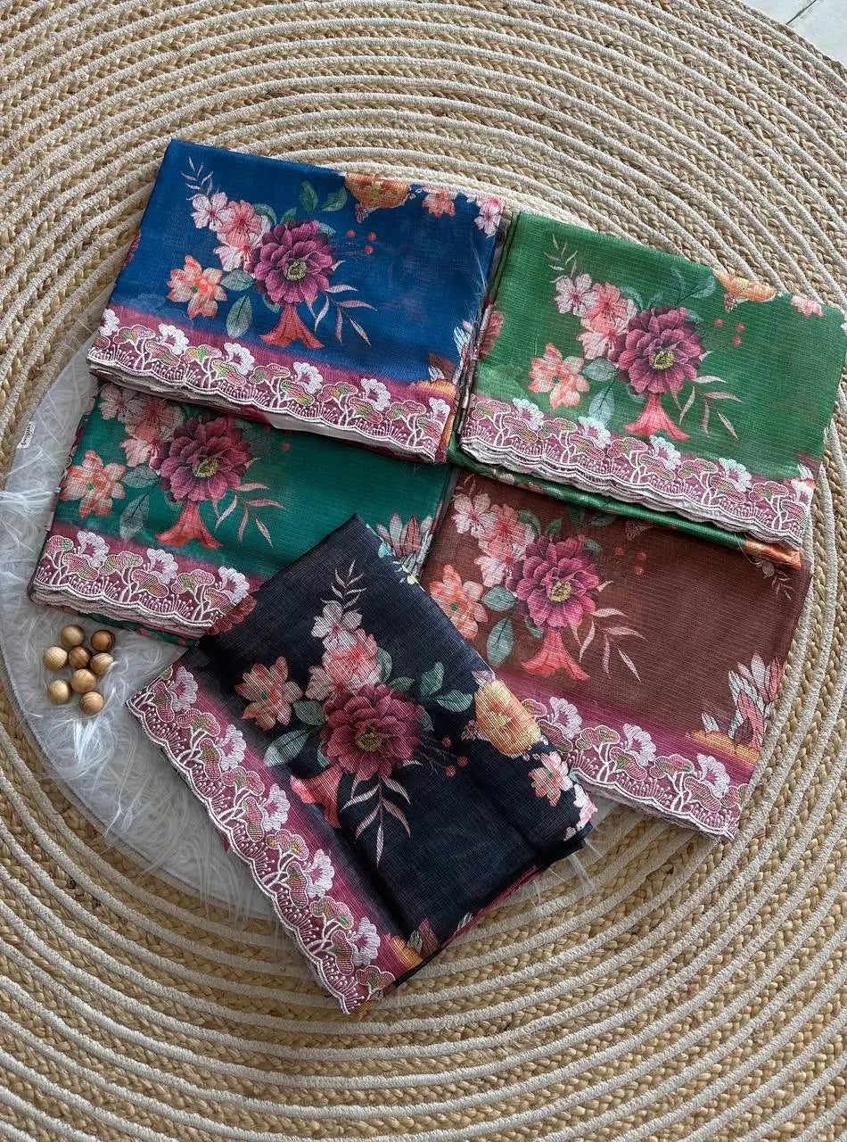 Floral Print Kota Saree