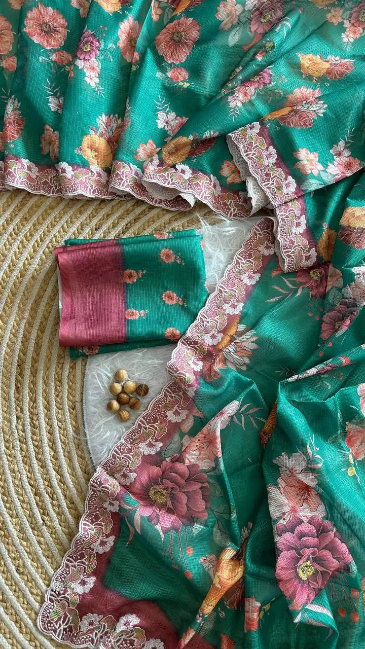Floral Print Kota Saree