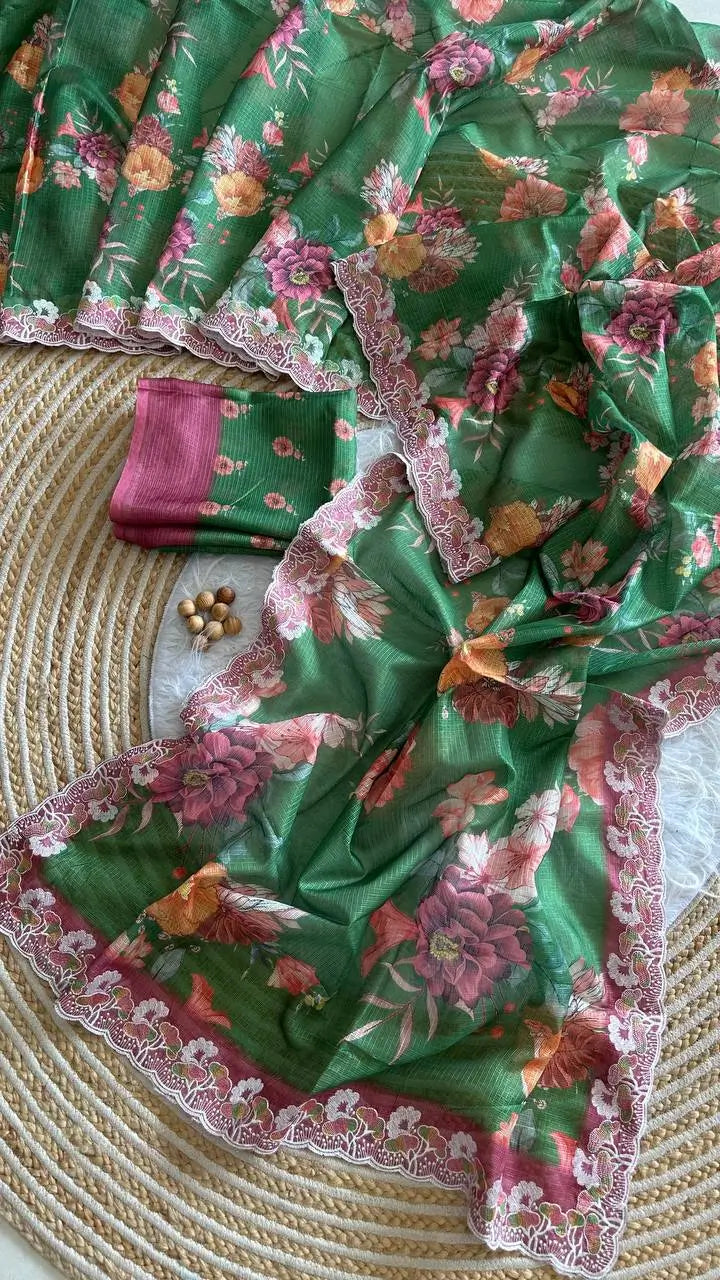 Floral Print Kota Saree