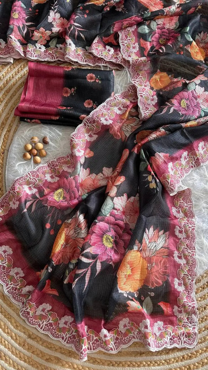Floral Print Kota Saree