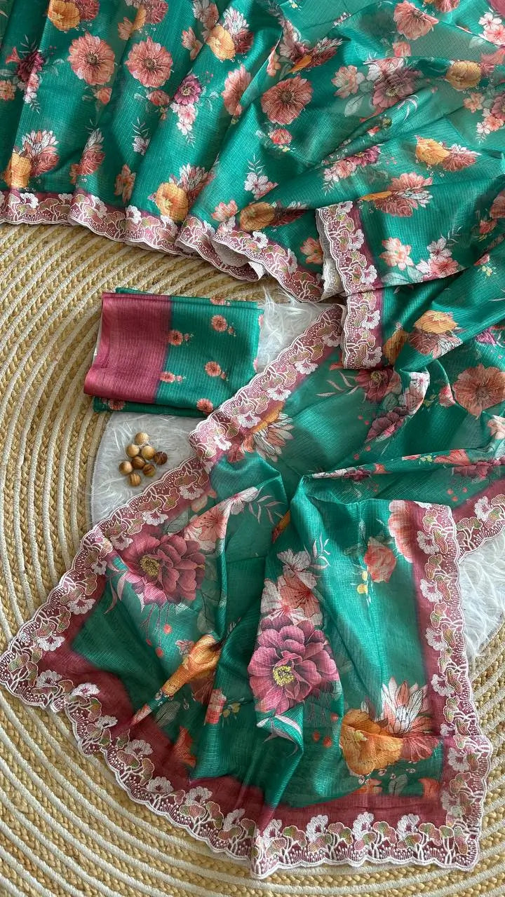 Floral Print Kota Saree