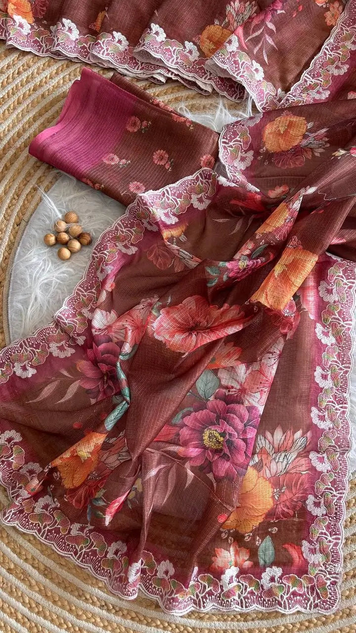Floral Print Kota Saree