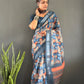 Floral Print Linen Saree