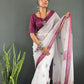 Floral Print Linen Saree