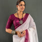 Floral Print Linen Saree