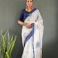 Floral Print Linen Saree