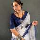 Floral Print Linen Saree