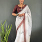 Floral Print Linen Saree