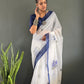 Floral Print Linen Saree