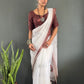 Floral Print Linen Saree