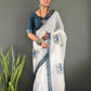 Floral Print Linen Saree