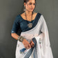 Floral Print Linen Saree
