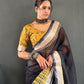 Floral Print Linen Saree