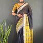 Floral Print Linen Saree