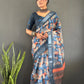 Floral Print Linen Saree