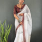 Floral Print Linen Saree