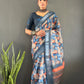Floral Print Linen Saree