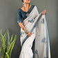 Floral Print Linen Saree