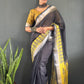 Floral Print Linen Saree