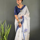 Floral Print Linen Saree