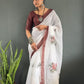 Floral Print Linen Saree
