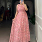 Floral Print Marble Fabric Maxi Dress