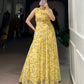 Floral Print Marble Fabric Maxi Dress