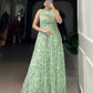 Floral Print Marble Fabric Maxi Dress