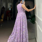 Floral Print Marble Fabric Maxi Dress