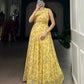 Floral Print Marble Fabric Maxi Dress