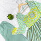 Floral Print Organza Anarkali Gown Set with Dupatta