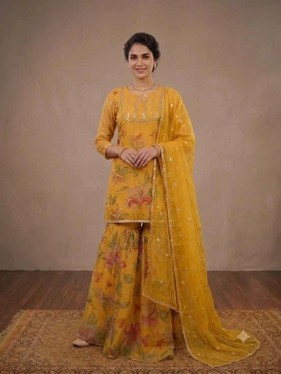 Floral Print Sharara Suit