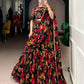 Floral Printed Marble Lehenga Set with Dupatta
