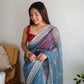 Floral Printed Organza Silk Saree With Embroidered Border