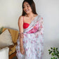 Floral Printed Organza Silk Saree With Embroidered Border