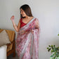 Floral Printed Organza Silk Saree With Embroidered Border