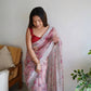 Floral Printed Organza Silk Saree With Embroidered Border