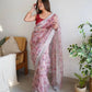 Floral Printed Organza Silk Saree With Embroidered Border