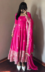 Floral Resham Sequin Silk Gown