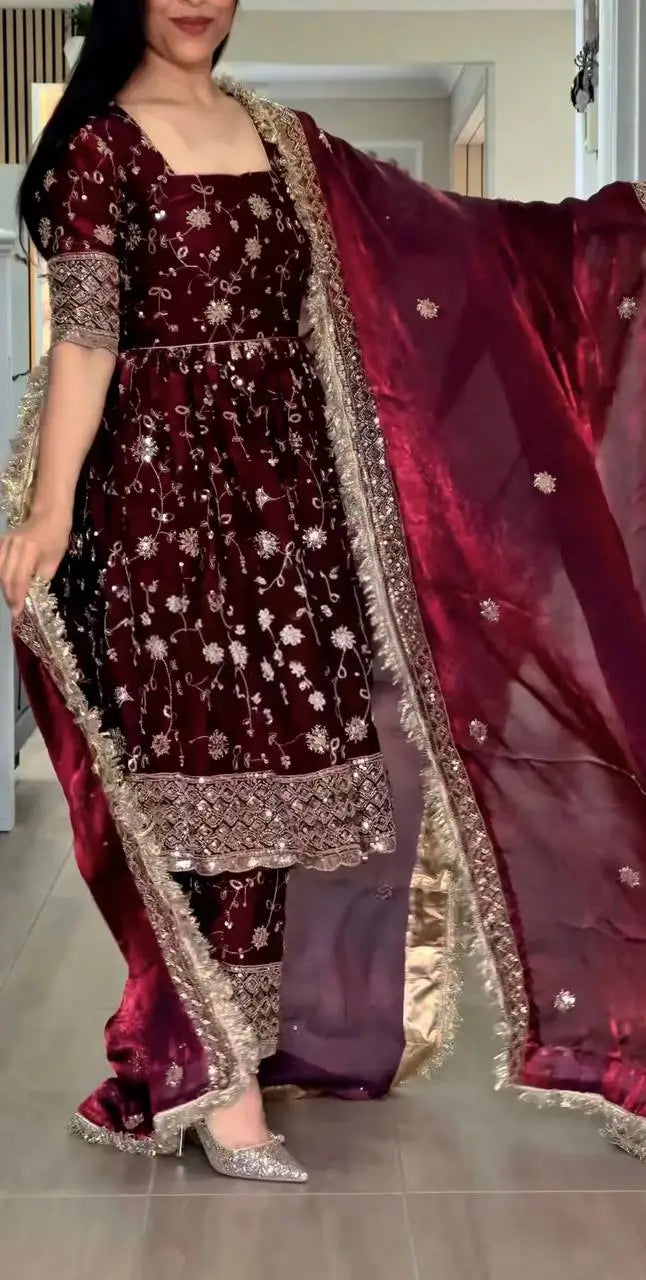 Floral Sequin Anarkali Suit