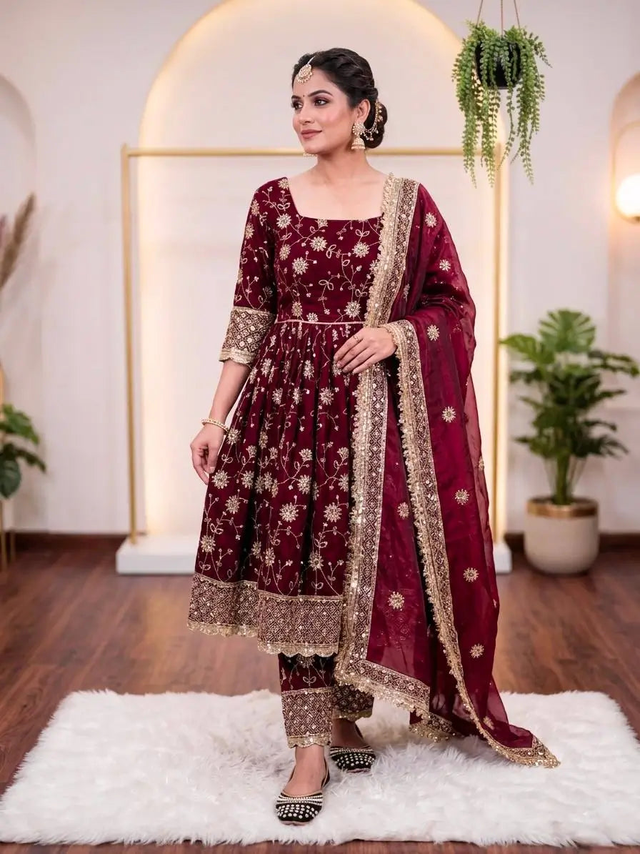 Floral Sequin Anarkali Suit