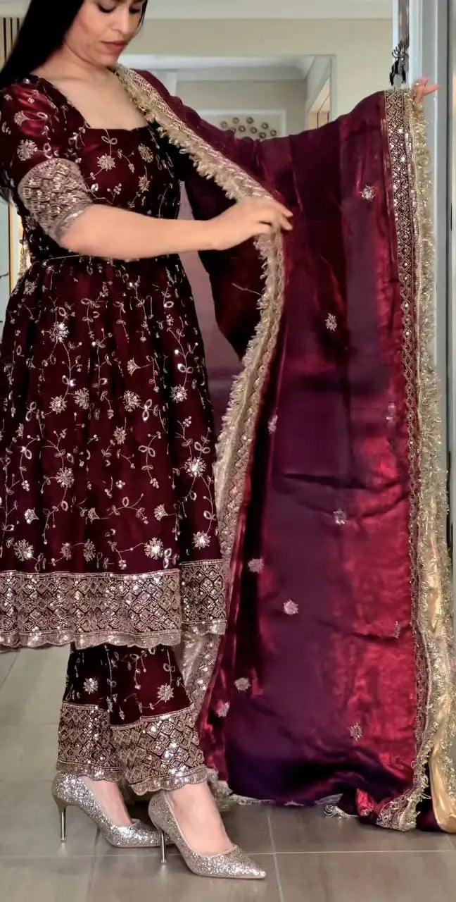 Floral Sequin Anarkali Suit