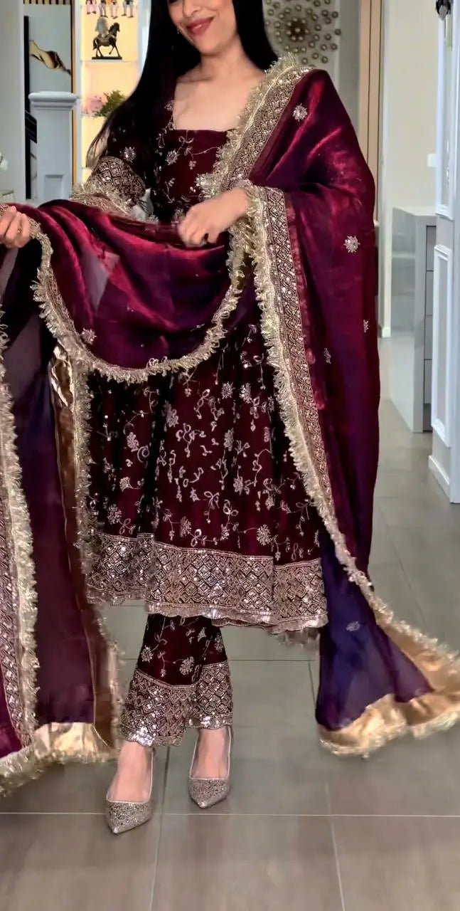 Floral Sequin Anarkali Suit