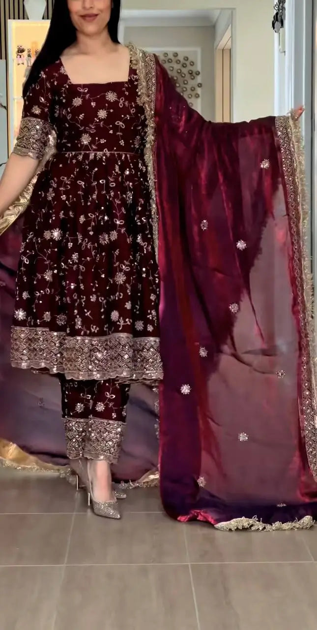 Floral Sequin Anarkali Suit
