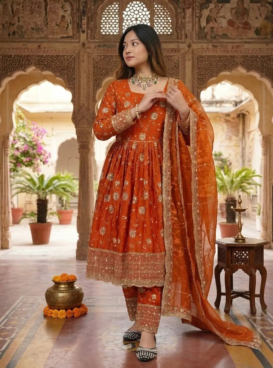 Floral Sequin Anarkali Suit