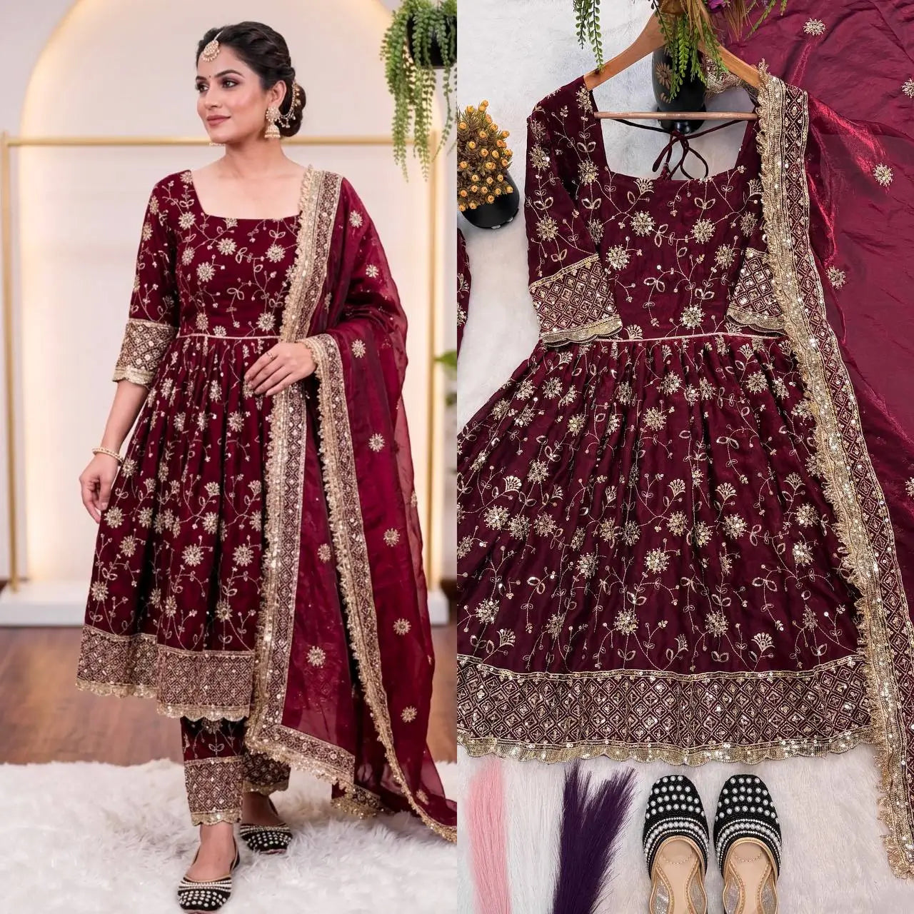 Floral Sequin Anarkali Suit
