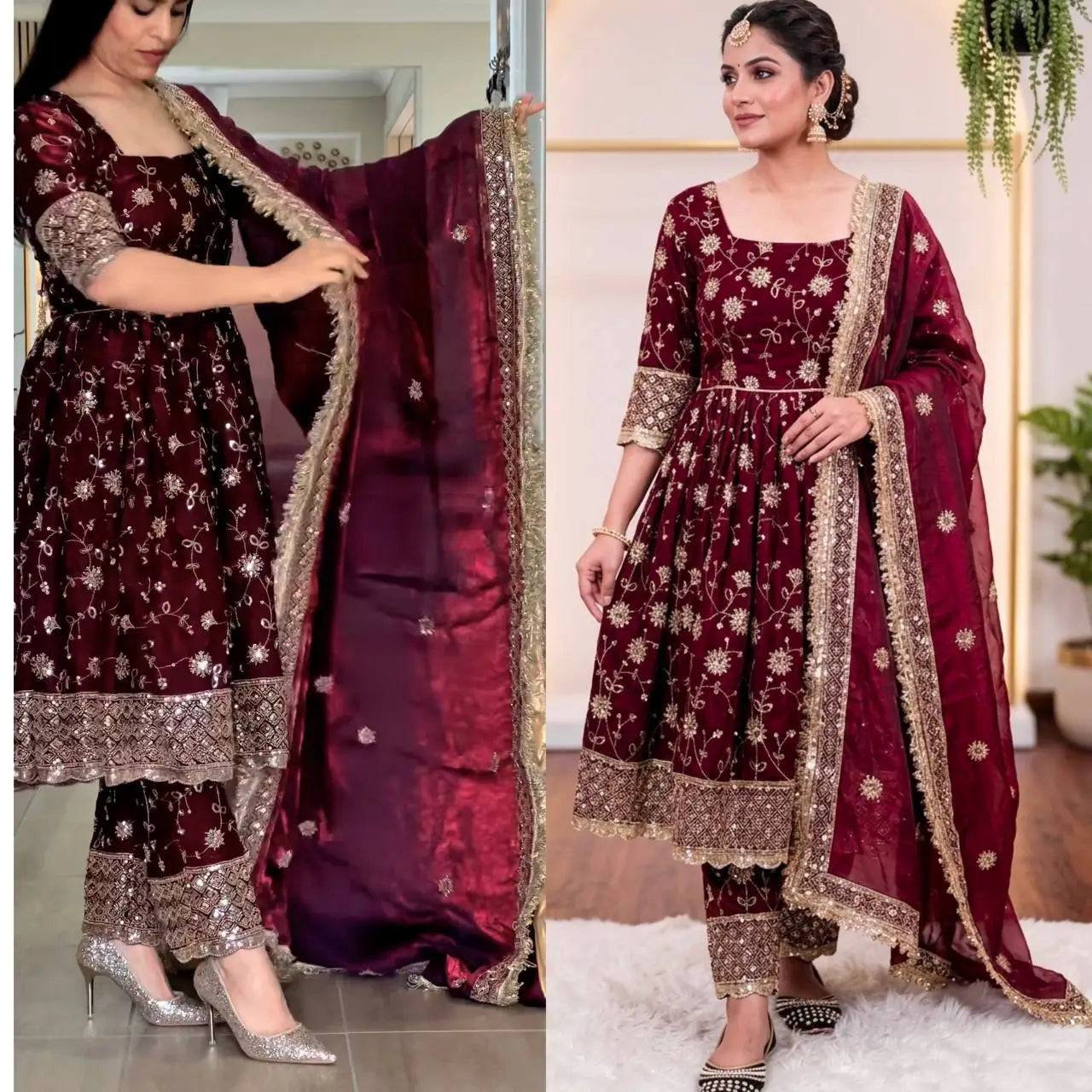 Floral Sequin Anarkali Suit