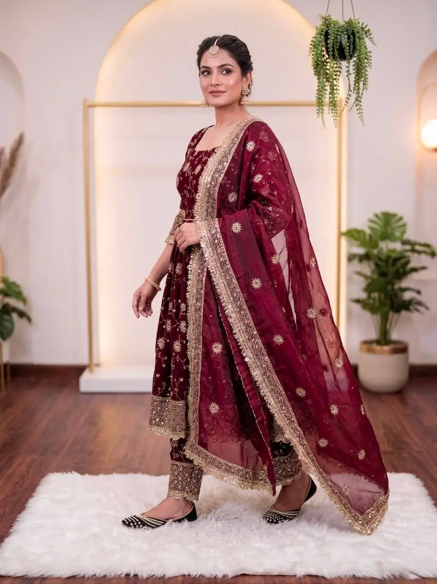 Floral Sequin Anarkali Suit