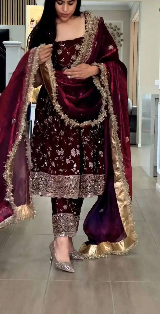 Floral Sequin Anarkali Suit