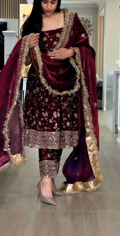 Floral Sequin Anarkali Suit